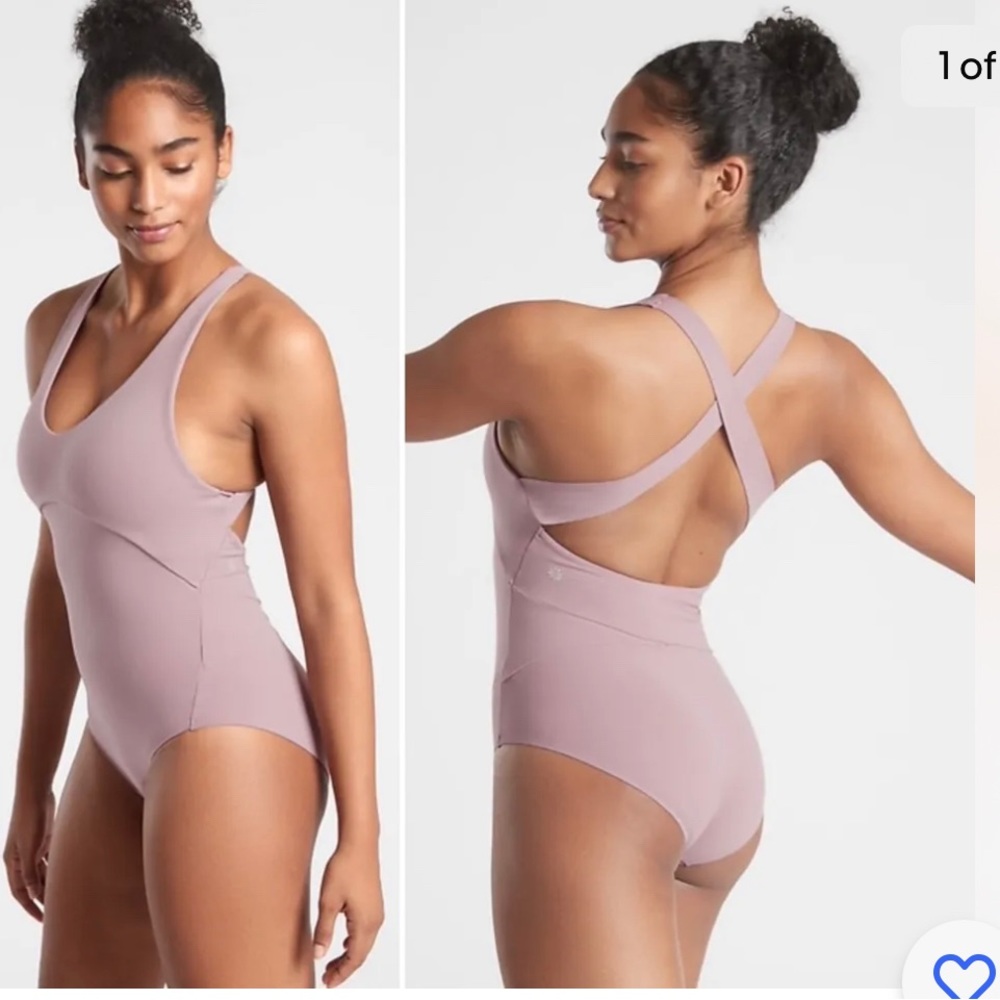 NWT Athleta Pirouette Leotard Flora Mauve Yoga Breathable Shelf Bra Fitted